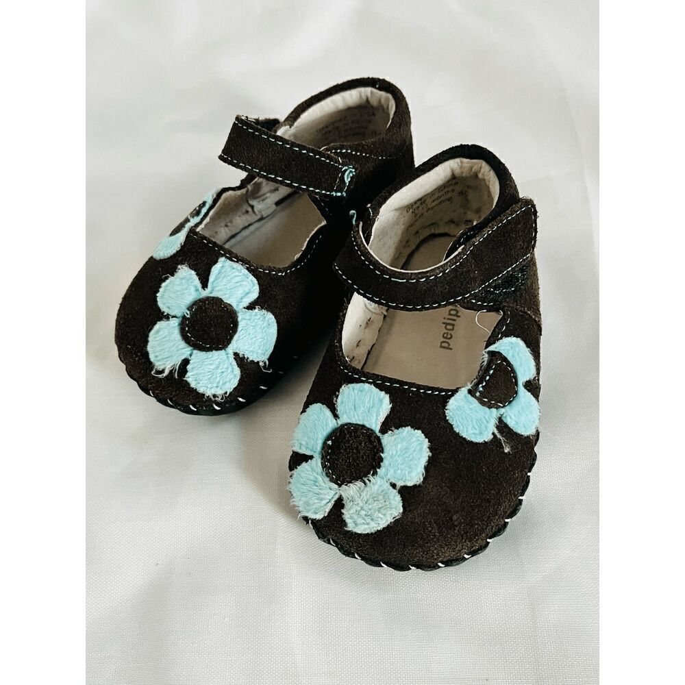 NEW Pediped Baby Girl 6-12 Months Flower Appliqué Shoes